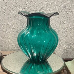 Elegant Teal Glass Vase